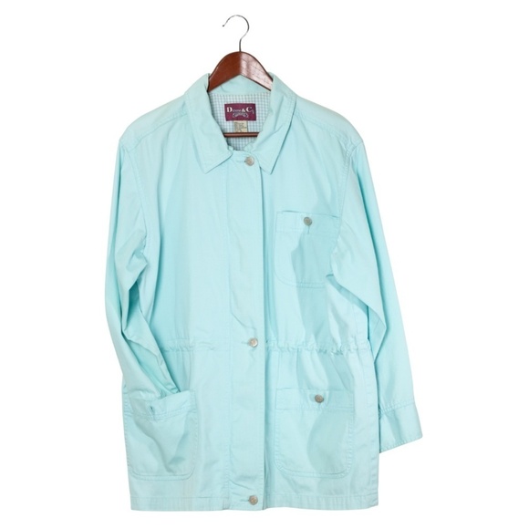 Denim and Co Windbreaker Small 70s Boho Retro Shacket Chore Jacket Gingham - Picture 5 of 12